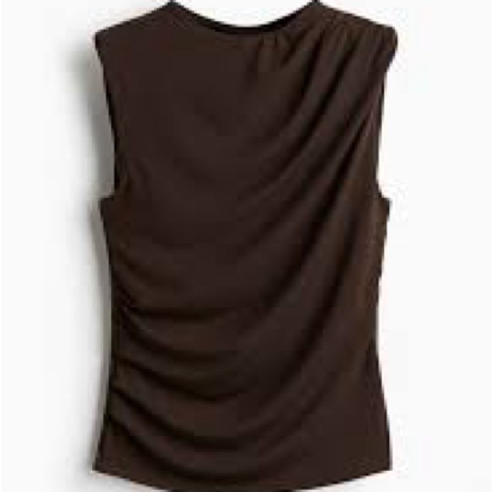 H&M Brown Sleeveless Draped-Back Tank Top